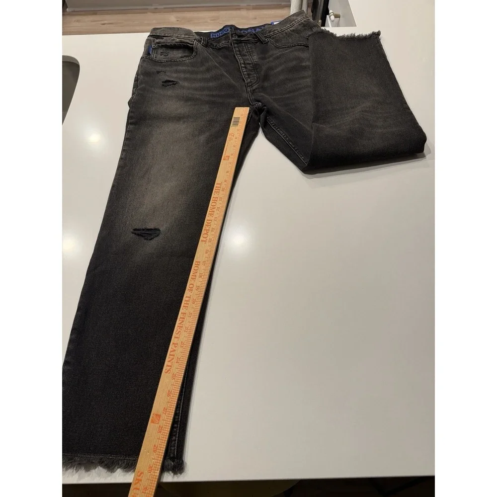 Hugo Boss Jonah Straight Fit Jeans Dark Grey Distressed Denim 50541593 36x32 NWT